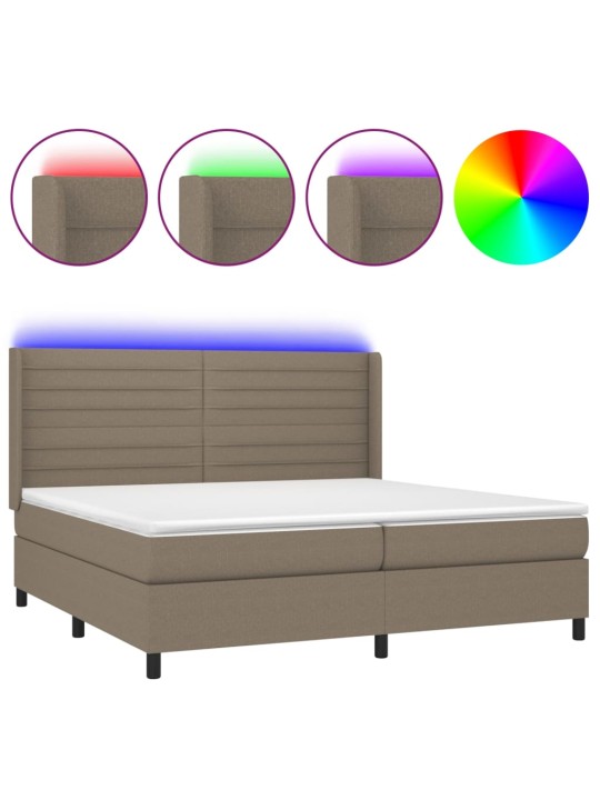 Box spring postel s matrací a led taupe 200x200 cm textil