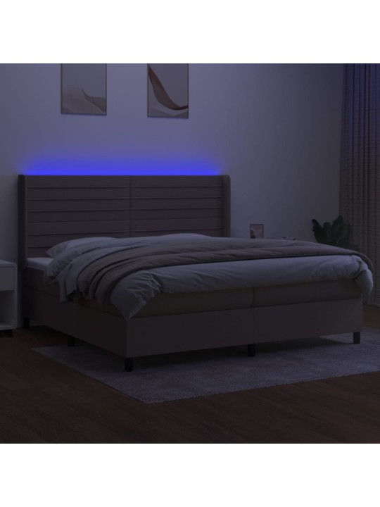 Box spring postel s matrací a led taupe 200x200 cm textil