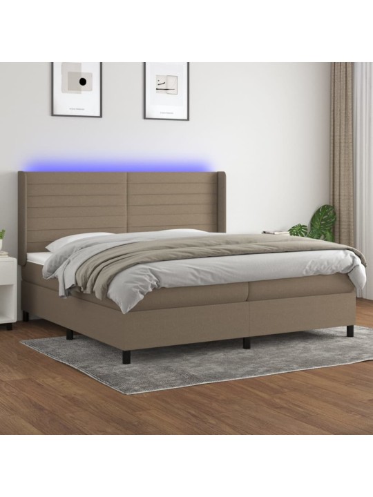 Box spring postel s matrací a led taupe 200x200 cm textil