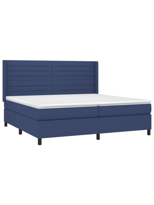 Box spring postel s matrací a led modrá 200x200 cm textil