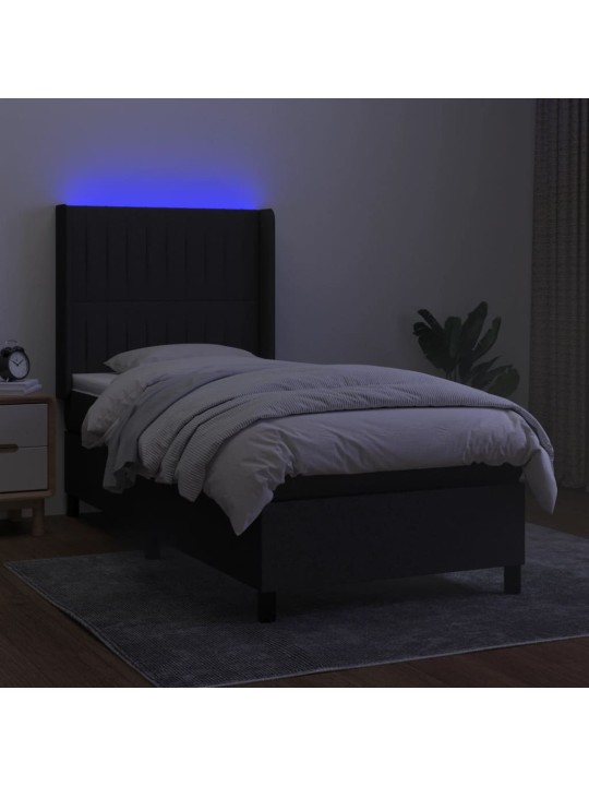 Box spring postel s matrací a LED černá 80 x 200 cm textil