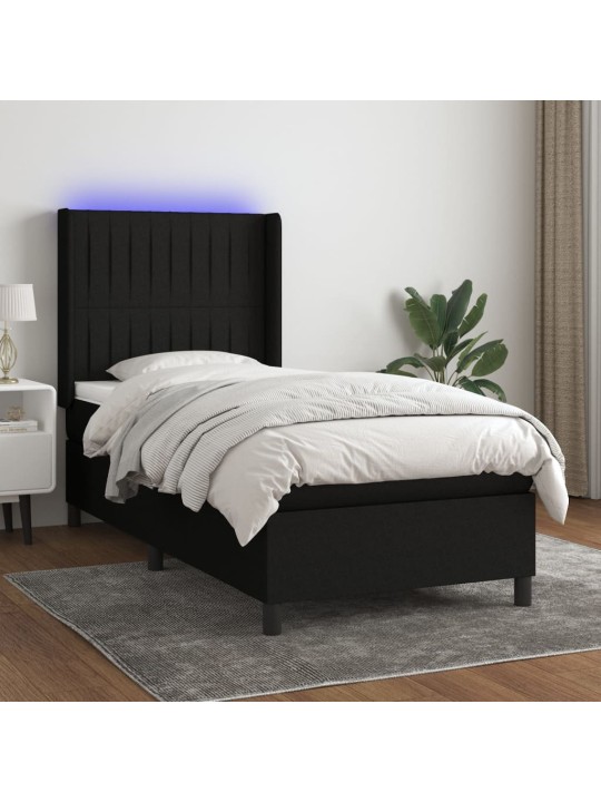 Box spring postel s matrací a LED černá 80 x 200 cm textil
