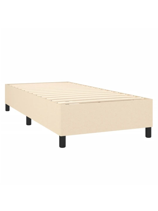 Box spring postel s matrací a LED krémová 90x190 cm textil