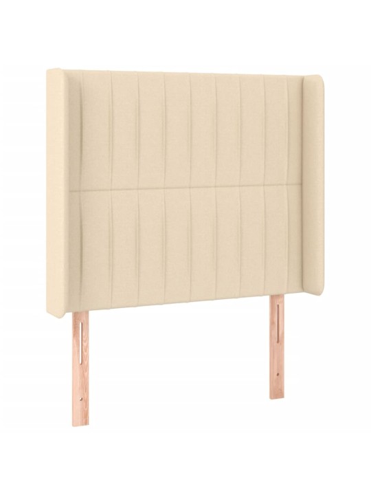 Box spring postel s matrací a LED krémová 90x190 cm textil