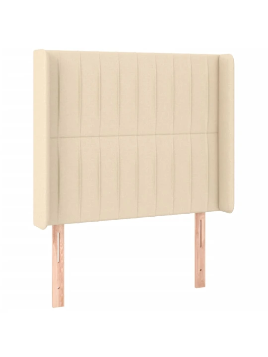 Box spring postel s matrací a LED krémová 90x190 cm textil