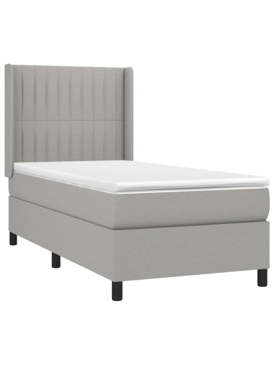 Box spring postel s matrací a LED světle šedá 100x200 cm textil