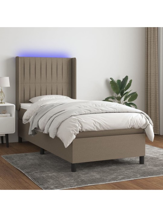 Box spring postel s matrací a LED taupe 100x200 cm textil