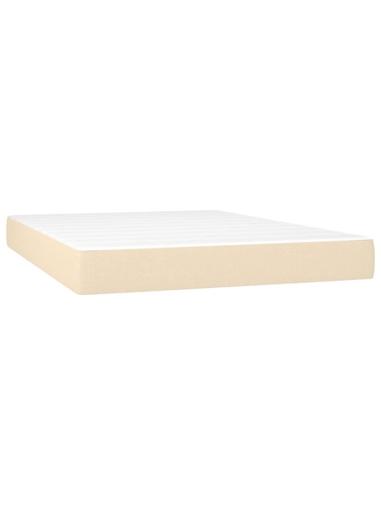 Box spring postel s matrací a led krémová 140x190 cm textil