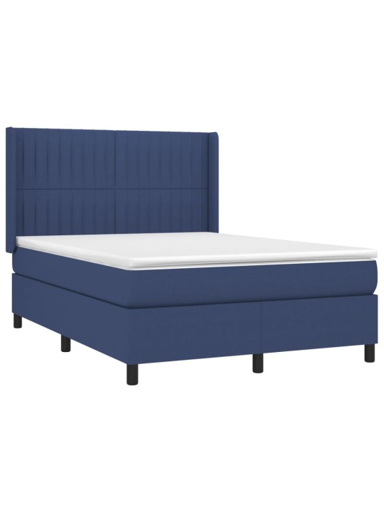 Box spring postel s matrací a LED modrá 140x190 cm textil