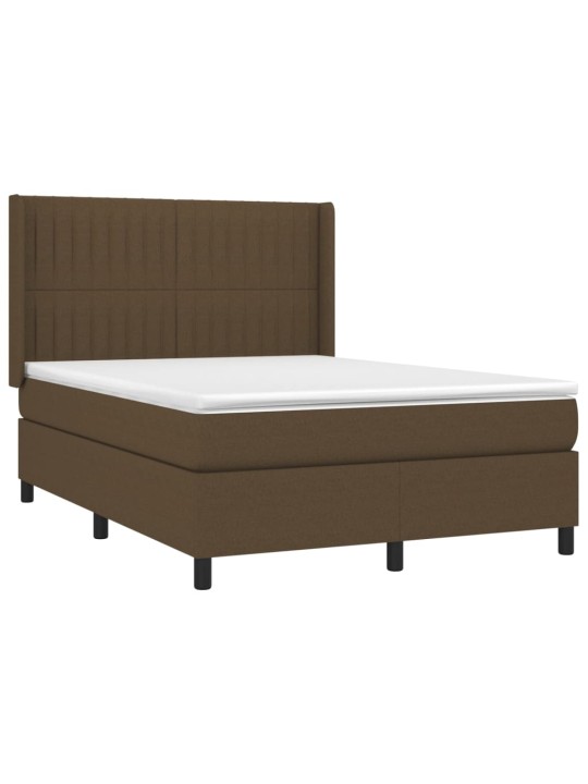 Box spring postel s matrací a led tmavě hnědá 140x200 cm textil