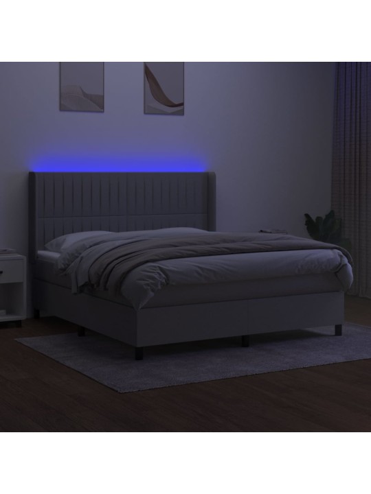 Box spring postel s matrací a LED světle šedá 160x200 cm textil