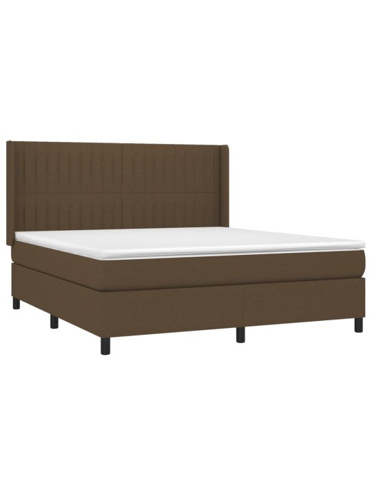 Box spring postel s matrací a led tmavě hnědá 160x200 cm textil