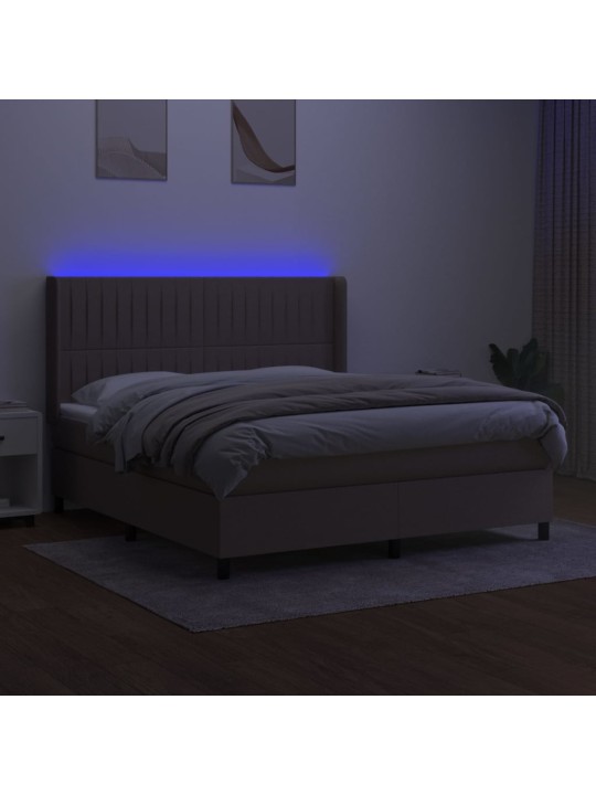 Box spring postel s matrací a led taupe 160x200 cm textil