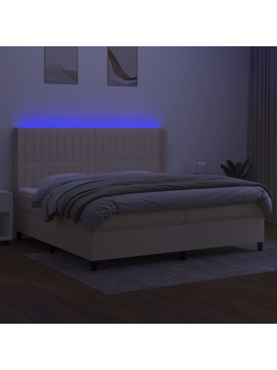 Box spring postel s matrací a led krémová 200x200 cm textil