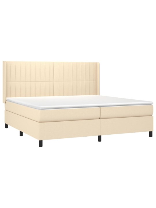 Box spring postel s matrací a led krémová 200x200 cm textil