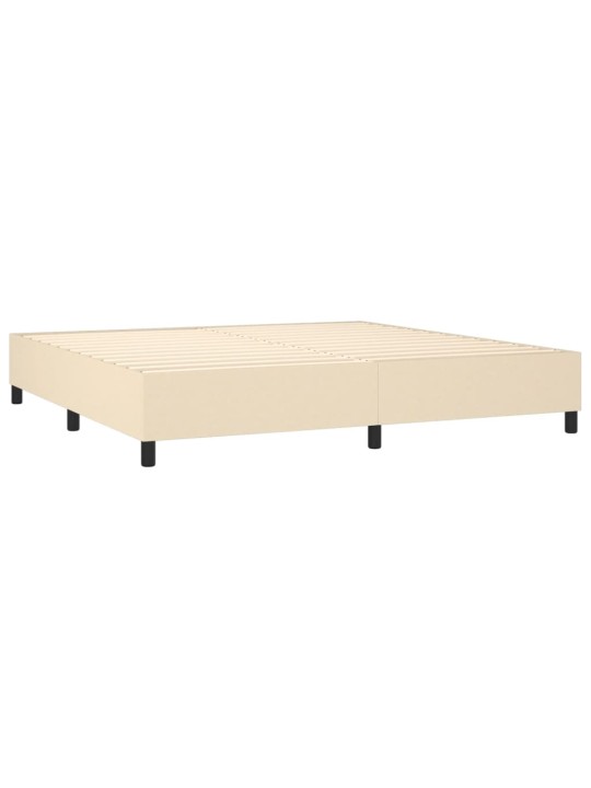 Box spring postel s matrací a led krémová 200x200 cm textil