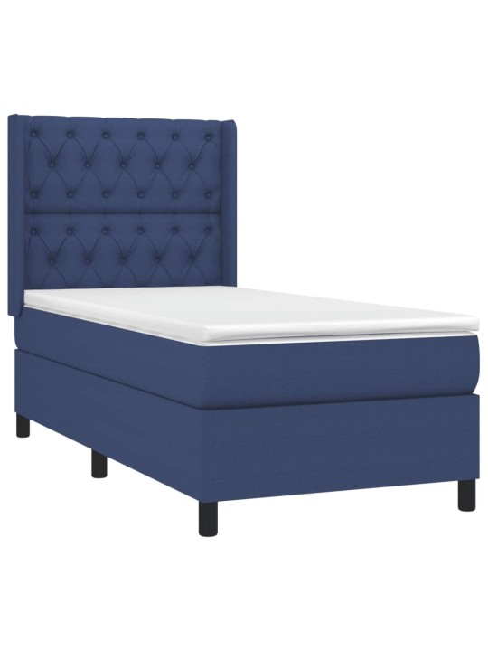 Box spring postel s matrací a led modrá 80 x 200 cm textil