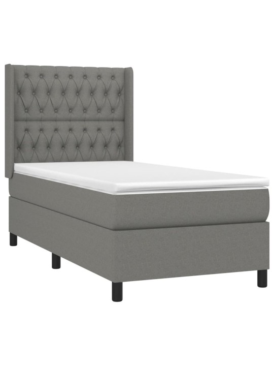 Box spring postel s matrací a LED tmavě šedá 90x200 cm textil