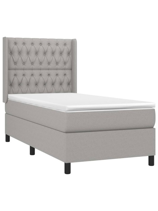 Box spring postel s matrací a LED světle šedá 100x200 cm textil