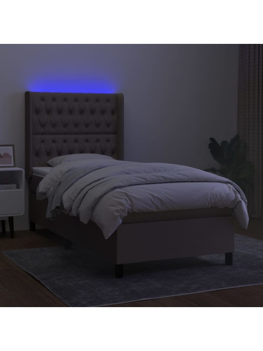 Box spring postel s matrací a LED taupe 100x200 cm textil