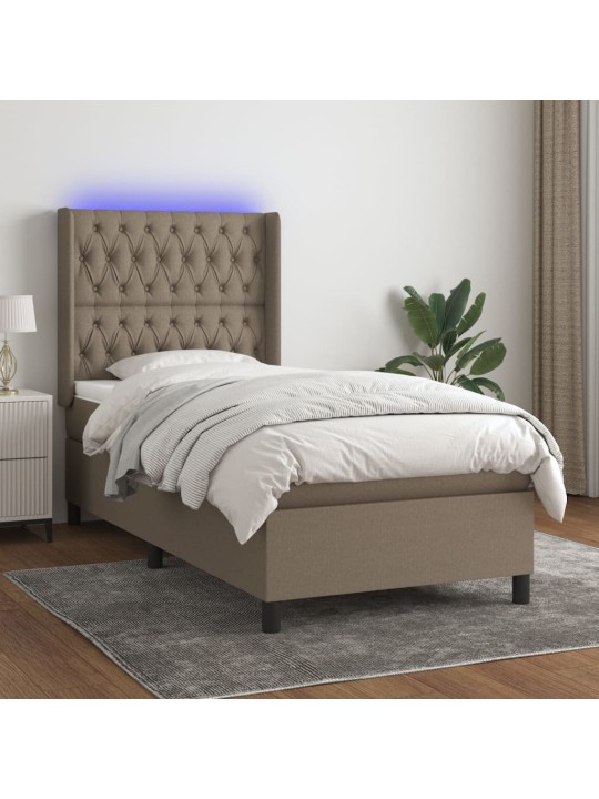 Box spring postel s matrací a LED taupe 100x200 cm textil