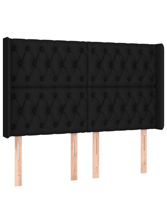 Box spring postel s matrací a LED černá 140x190 cm textil