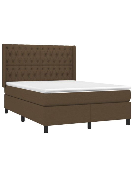 Box spring postel s matrací a LED tmavě hnědá 140x190 cm textil