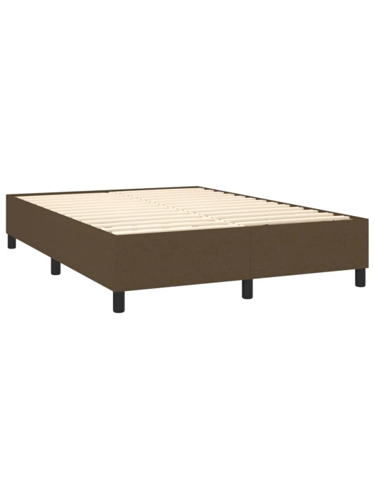 Box spring postel s matrací a LED tmavě hnědá 140x190 cm textil
