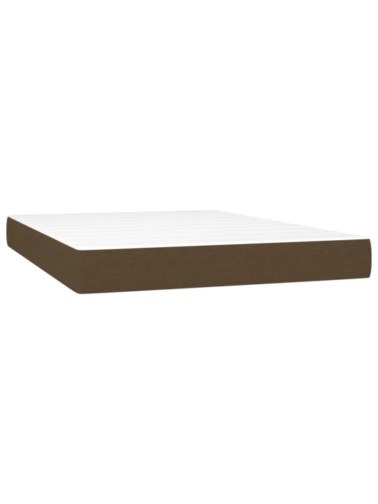 Box spring postel s matrací a LED tmavě hnědá 140x190 cm textil