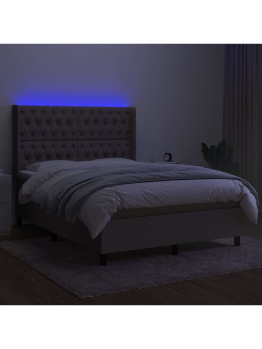 Box spring postel s matrací a led taupe 140x190 cm textil