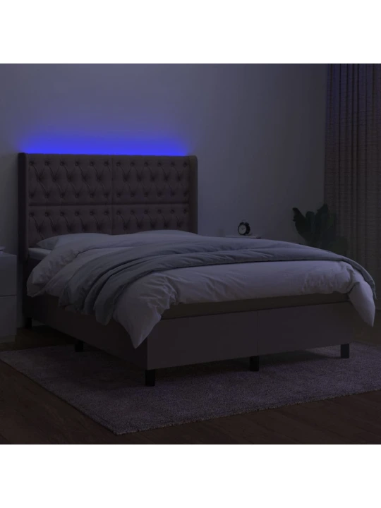 Box spring postel s matrací a led taupe 140x190 cm textil