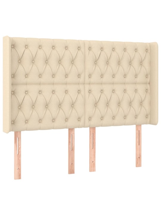 Box spring postel s matrací a led krémová 140x190 cm textil
