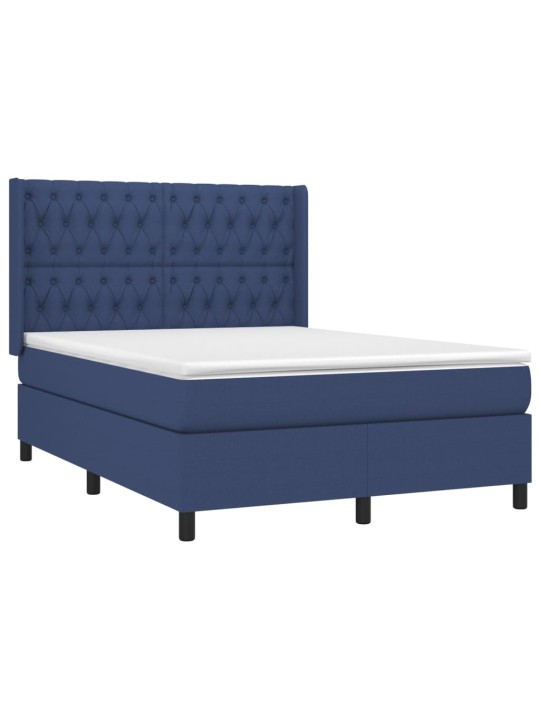 Box spring postel s matrací a led modrá 140x190 cm textil