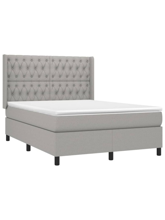 Box spring postel s matrací a LED světle šedá 140x200 cm textil