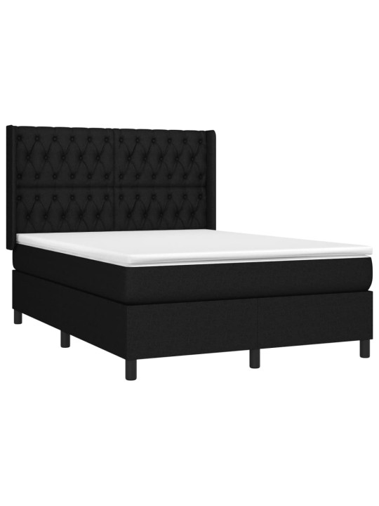 Box spring postel s matrací a LED černá 140x200 cm textil