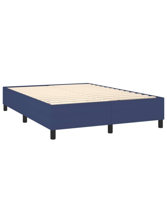 Box spring postel s matrací a led modrá 140x200 cm textil