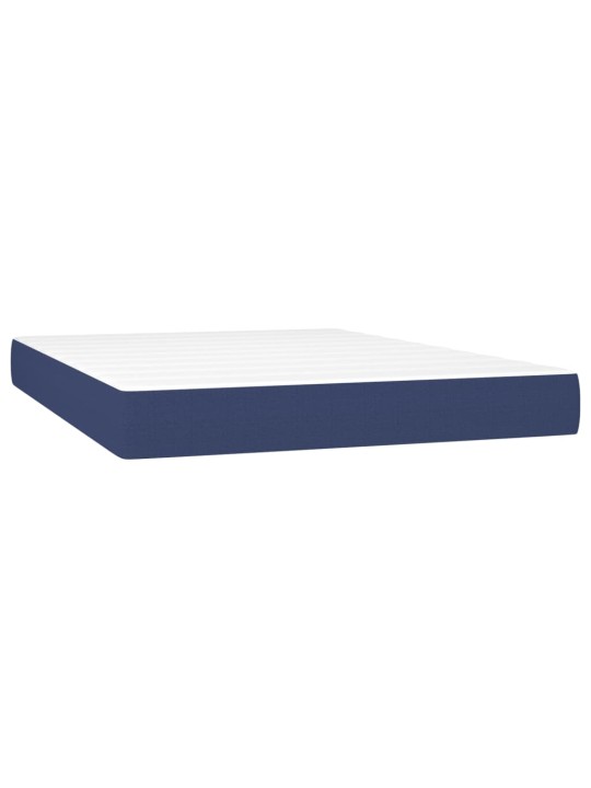 Box spring postel s matrací a led modrá 140x200 cm textil