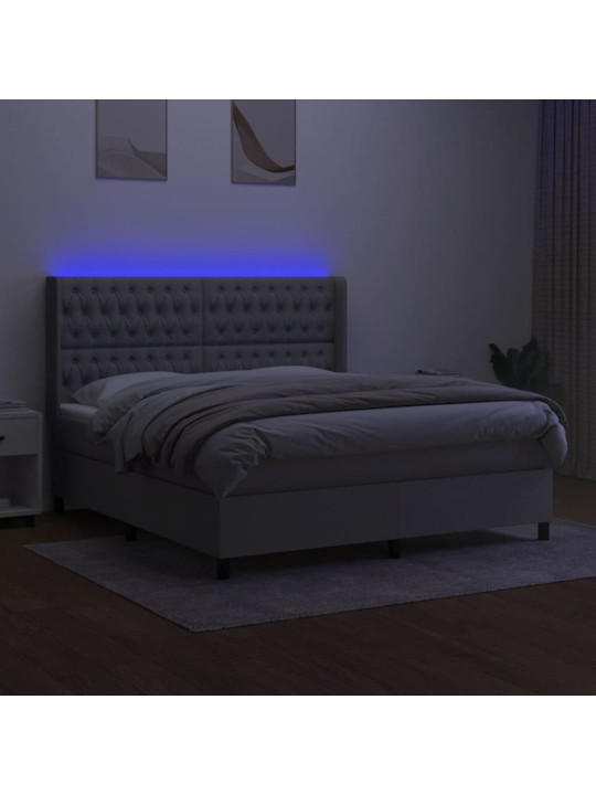 Box spring postel s matrací a LED světle šedá 160x200 cm textil