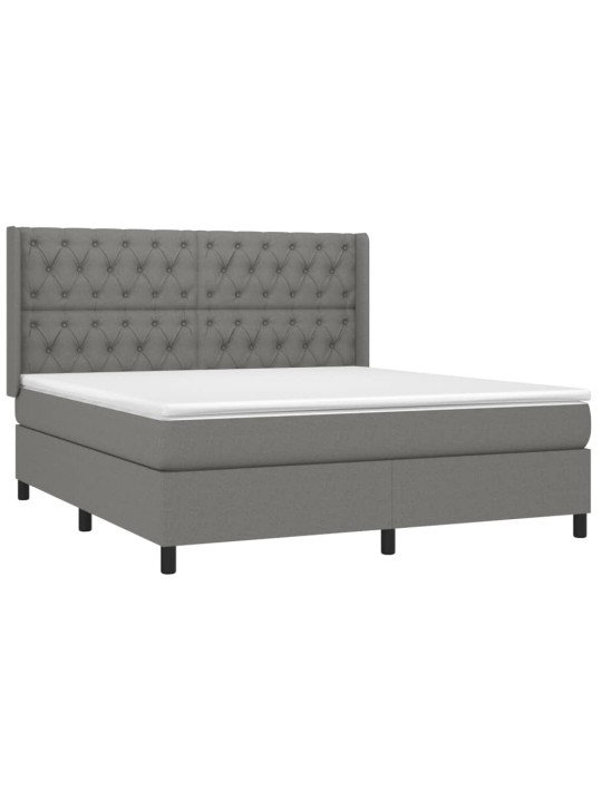 Box spring postel s matrací a LED tmavě šedá 160x200 cm textil