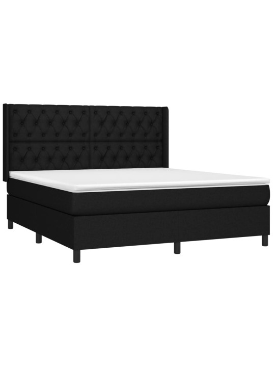 Box spring postel s matrací a LED černá 160x200 cm textil