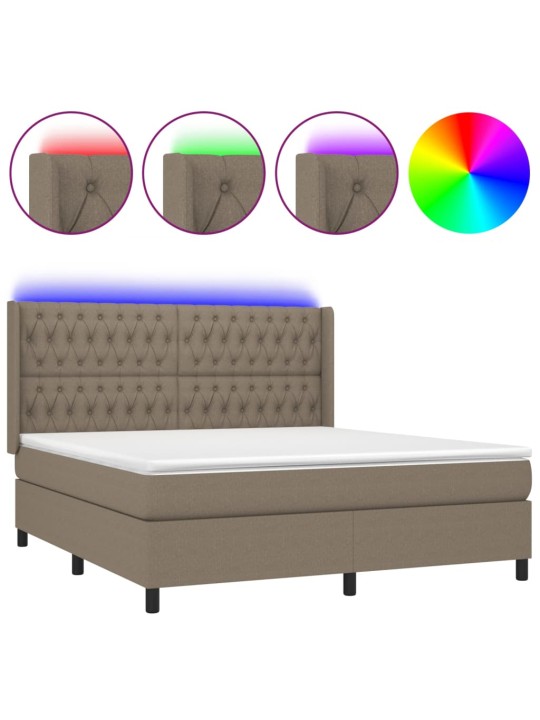 Box spring postel s matrací a led taupe 160x200 cm textil