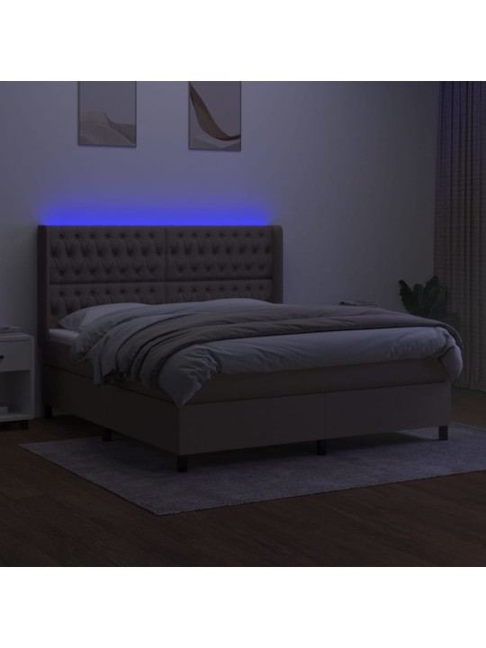 Box spring postel s matrací a led taupe 160x200 cm textil
