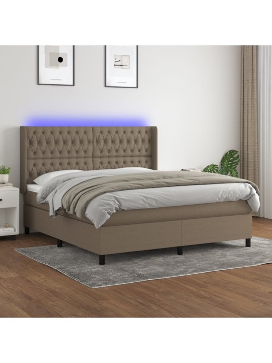 Box spring postel s matrací a led taupe 160x200 cm textil