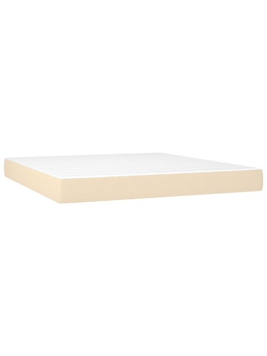 Box spring postel s matrací a led krémová 160x200 cm textil