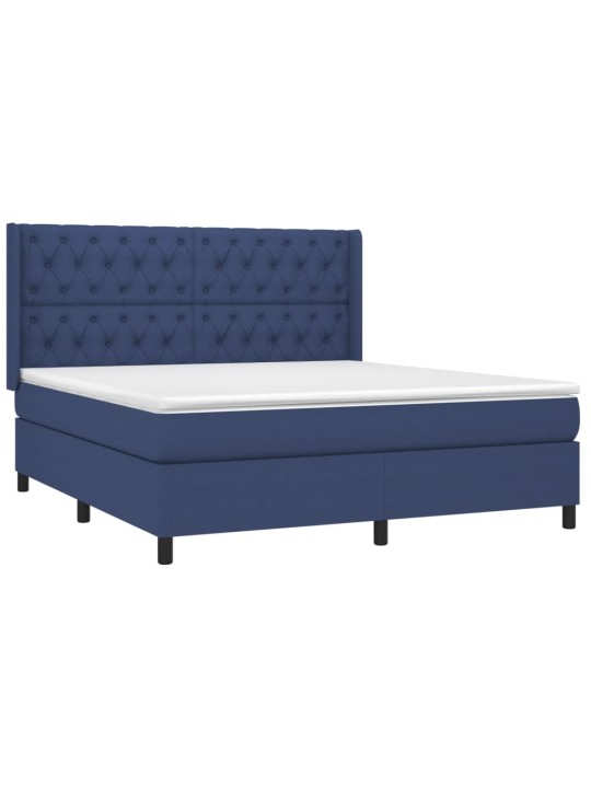 Box spring postel s matrací a LED modrá 160x200 cm textil