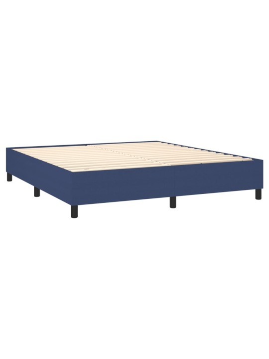 Box spring postel s matrací a LED modrá 160x200 cm textil