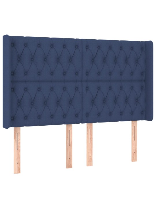 Box spring postel s matrací a LED modrá 160x200 cm textil