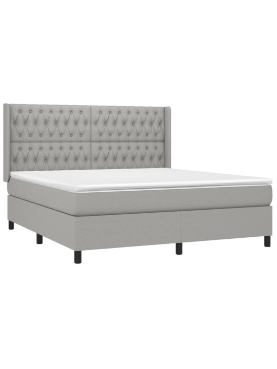 Box spring postel s matrací a LED světle šedá 180x200 cm textil