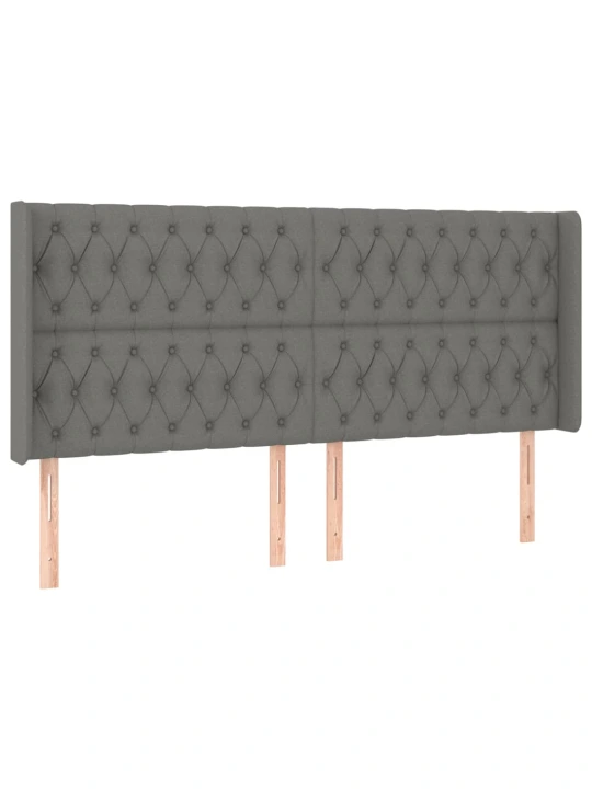 Box spring postel s matrací a LED tmavě šedá 180x200 cm textil