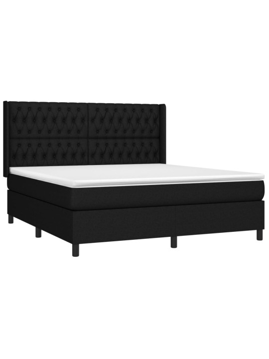 Box spring postel s matrací a LED černá 180x200 cm textil